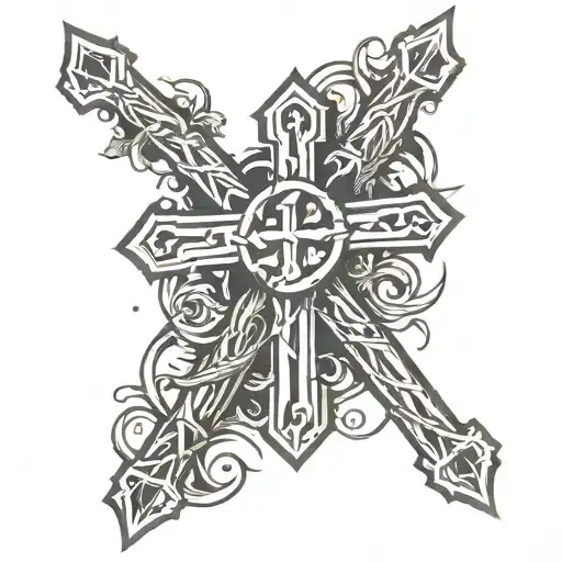 Christian Cross With A Crown Of Thorns On Top