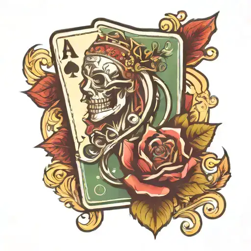 Old Poker Cards Logo With Color