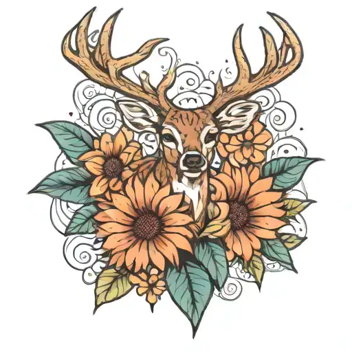 Gerber Daisy And Deer Head