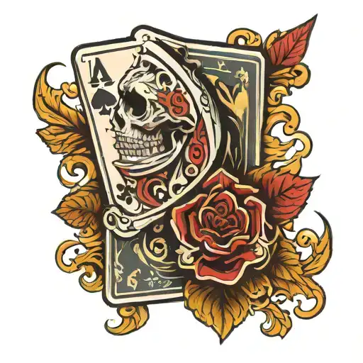 Old Poker Cards Logo With Color
