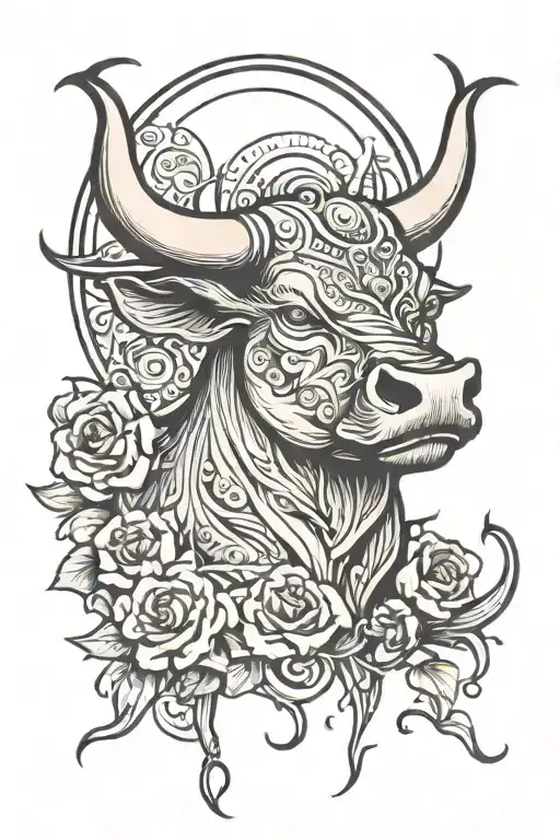 Bull And Moon Shining