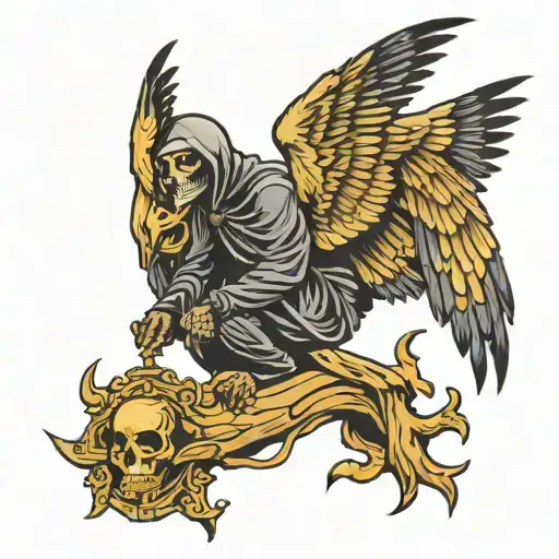 Grim Reaper With Raven Perched Golden Eagle