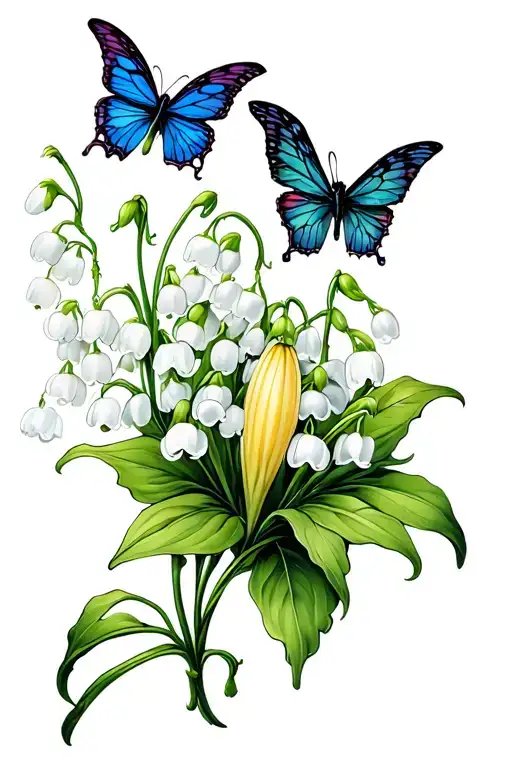 Lily Of The Valley And Butterfly Emerging