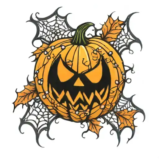 Jack O Lantern With Spider Webs And Sparkles