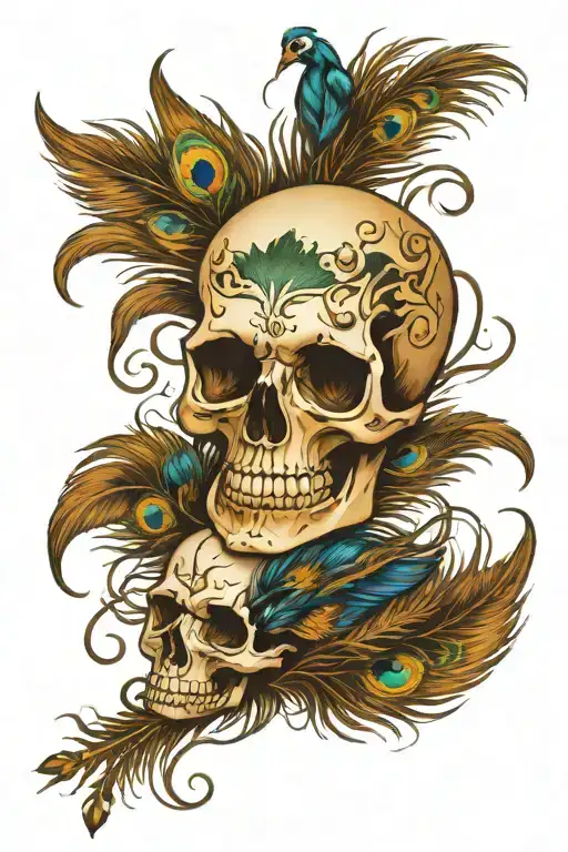Peacock Feather And Skull