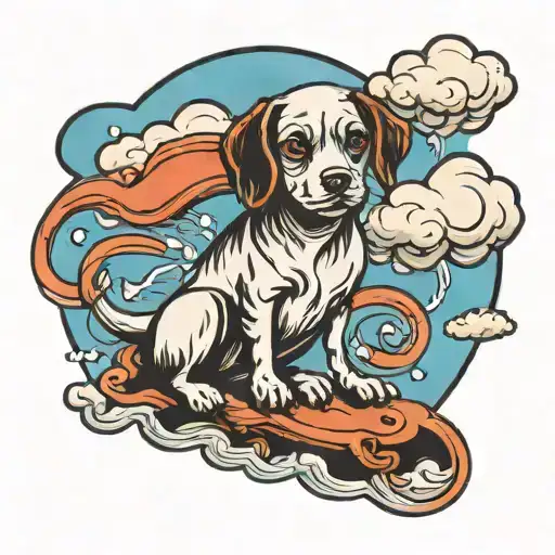 Dog Sitting On A Rain Cloud