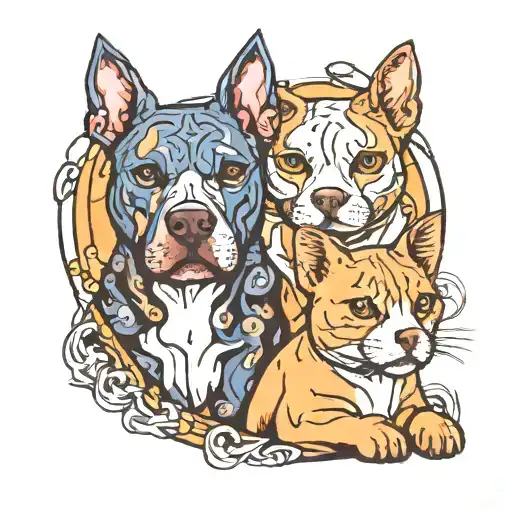 Cat And Dog Pitbull