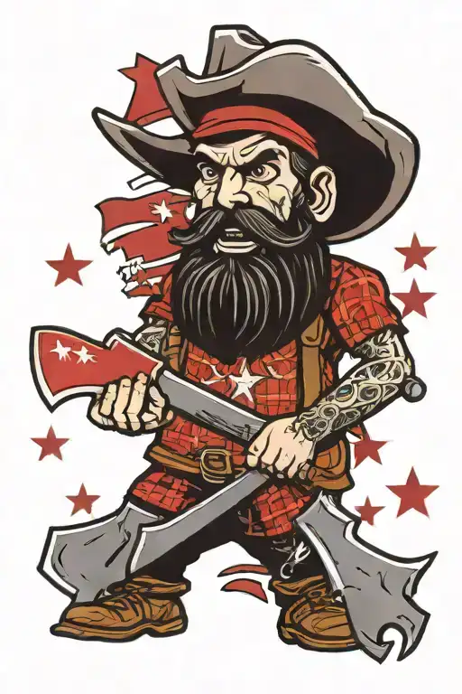 Texas Flag Lumberjack Wielding An Axe Embedded