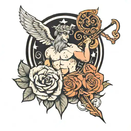 Greek Alpha With Cupid Arrow Through The Middle