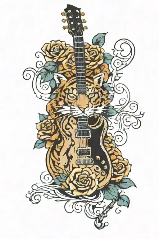 Guitar Roses Music Tiger