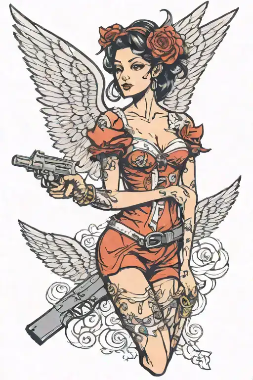Woman Wings Gun
