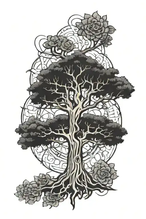 Tree Outline With A Mandala Design