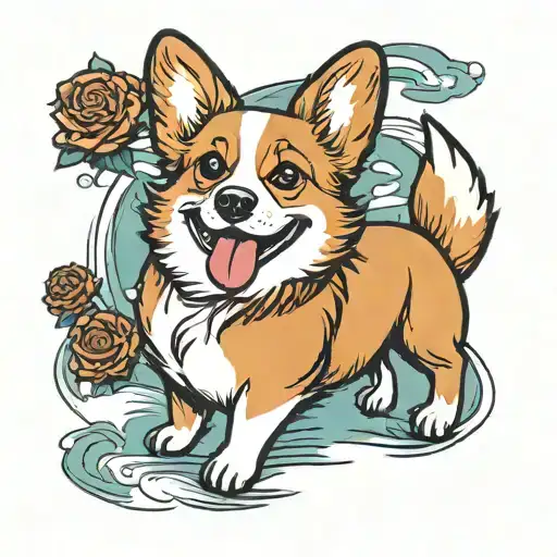 Cartoon Corgi Tri Colour