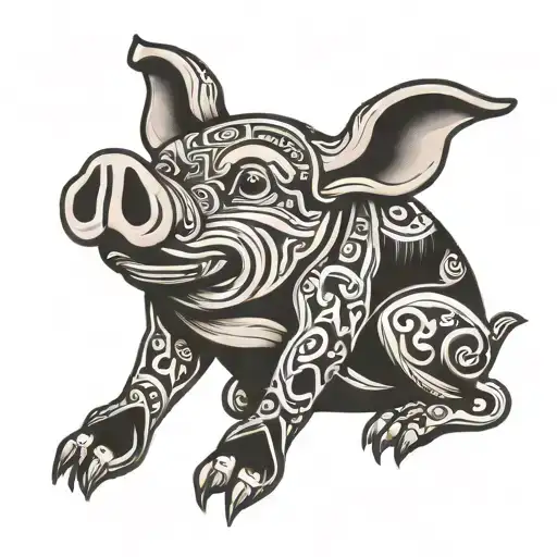 Sitting Cartoon Viking Pig