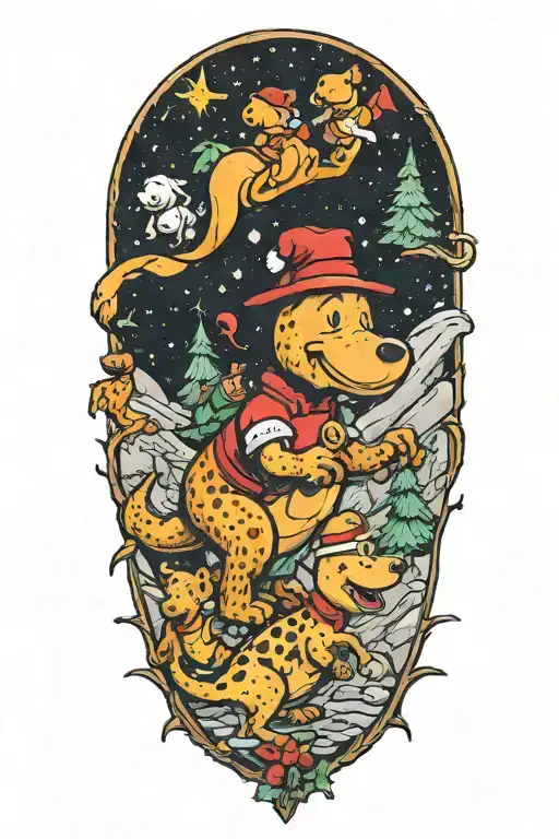 Christmas And Dinosaur And Pooh Bear And Charlie Brown