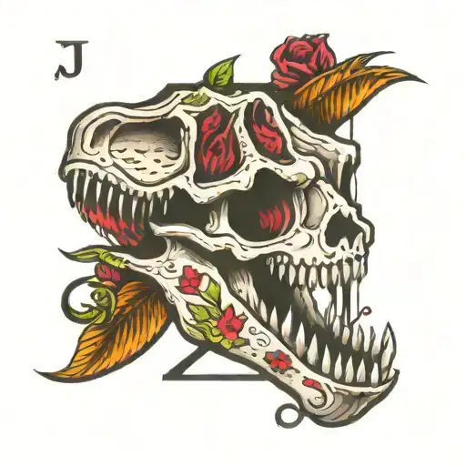 Letter J & T Rex Skull