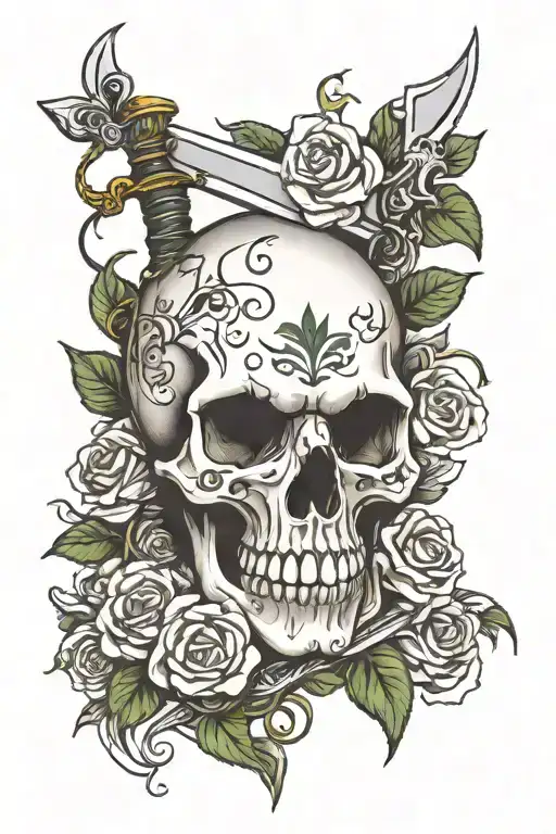 Skull Sword Flowers Growing