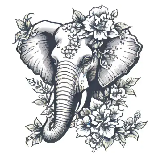 Elephant Head W Flowers Growing Out Of His Head