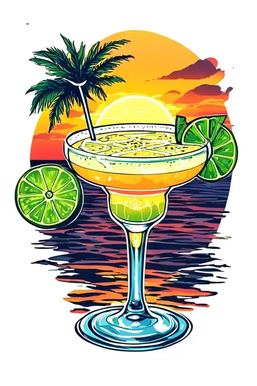 Margarita Sunset In The Background