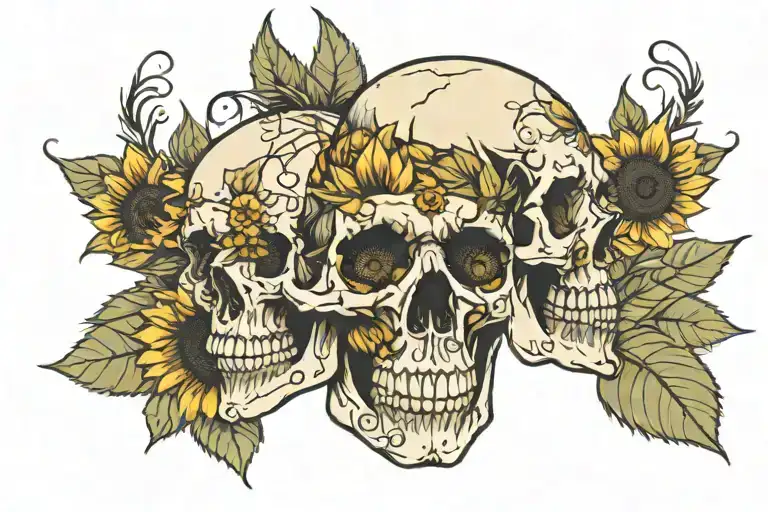 Sunflowers Wrapped Into Skull Inside