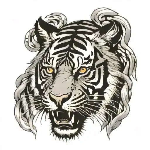 Tiger Black Grey Tattoo Design