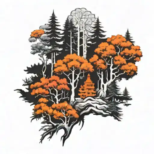 Black And White Treeline Sleeve