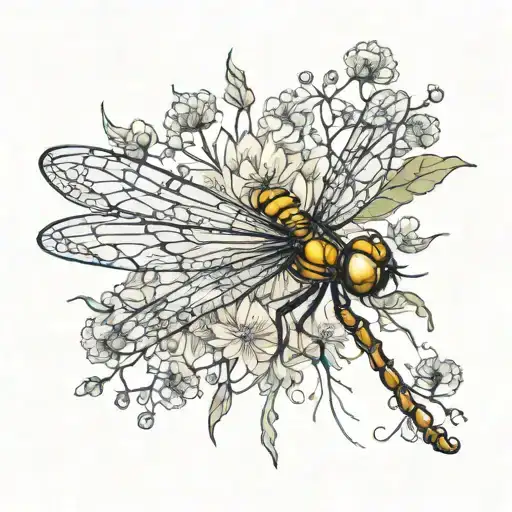 Dragonfly Surrounded By Dandelions
