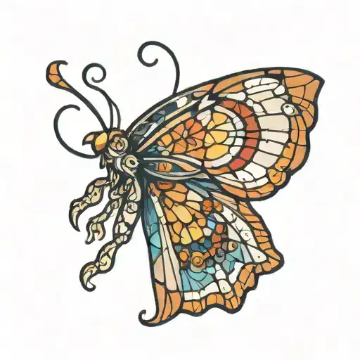 Symmetrical Moth With Stained Glass Wings