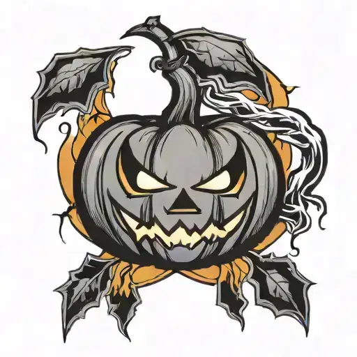 Halloween Pumpkin With Lightning Bolt