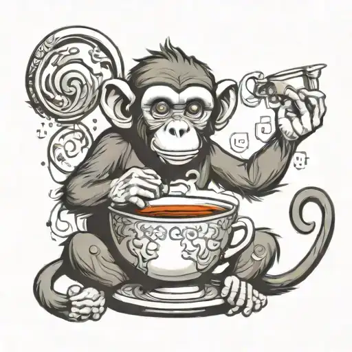 Monkey Making Tea Cup
