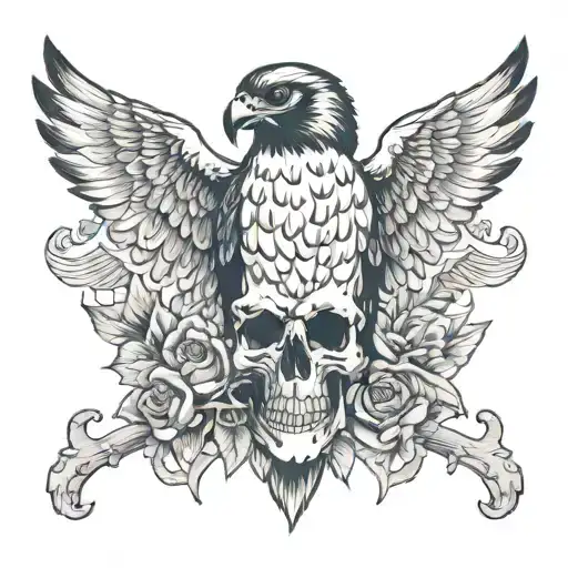 Falcon Standing On Skull