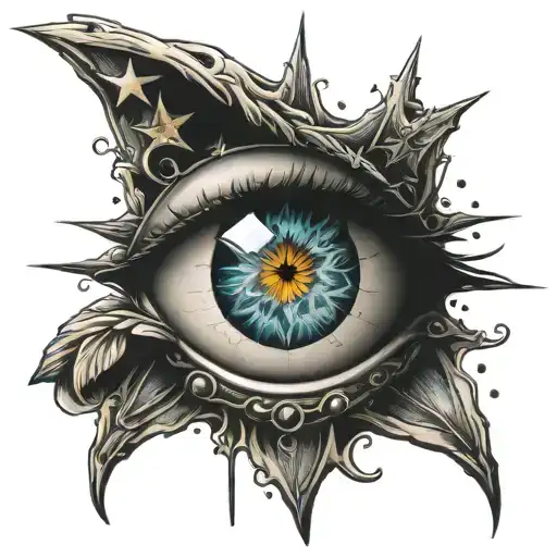 Realistic Eye With A Star As The Pupil