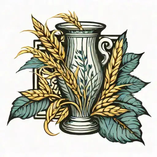 Vase With Leaf And Wheat Which Looks A Bit Mythological