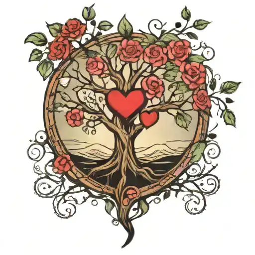 Tree Of Life Holding A Heart From Under It
