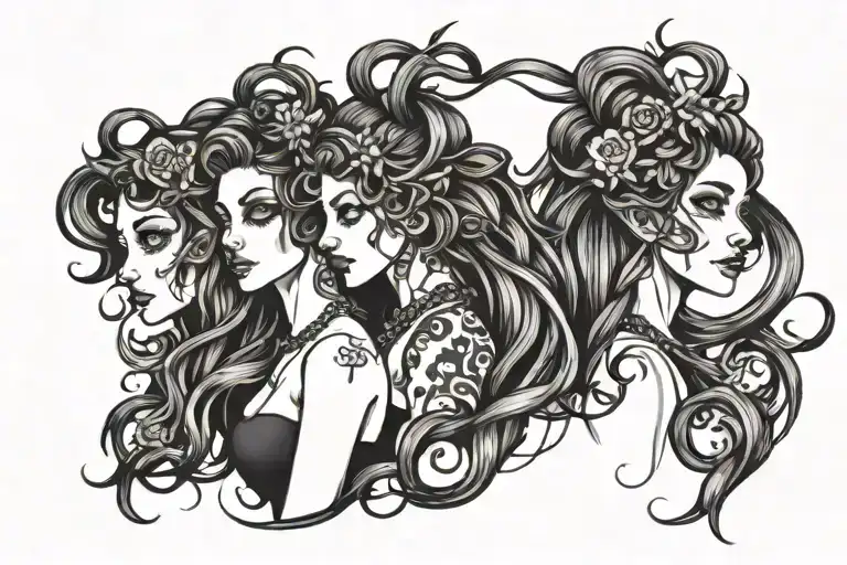 Taurs And Gemini Sisters Hair Tangled Together