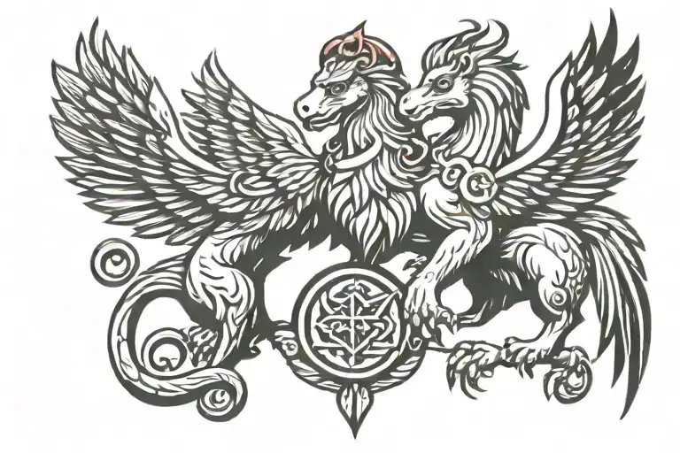 Polyamorous Celtic Griffin Holding