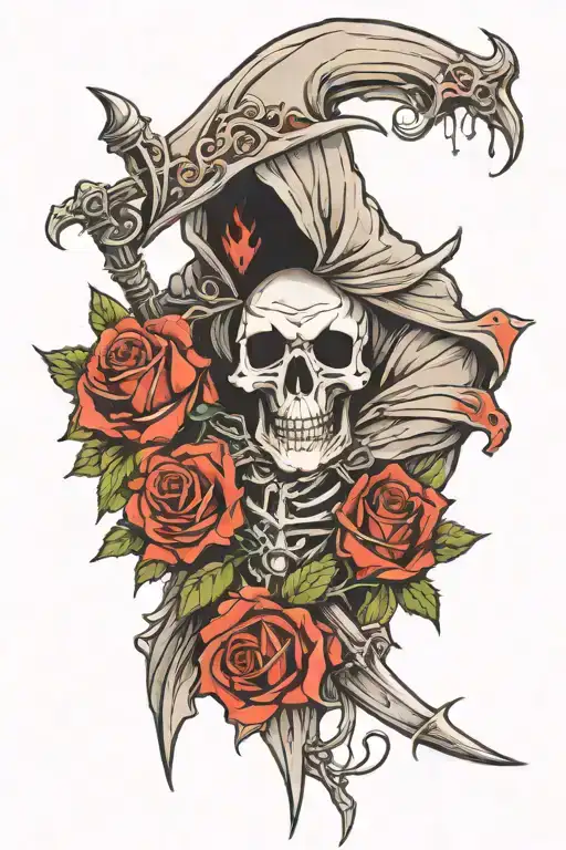 Reaper With Roses Wrapped