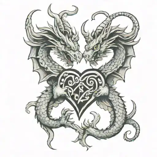 Two Headed Dragon Necks Forming A Heart