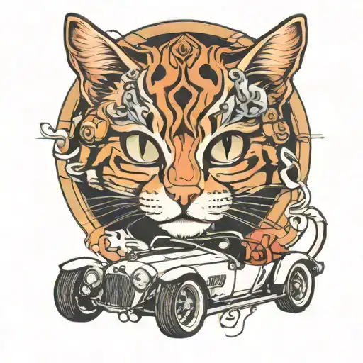 Cat In Sports Car Rac