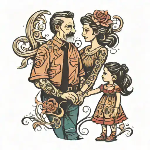 Dauther And Father Holding Hands