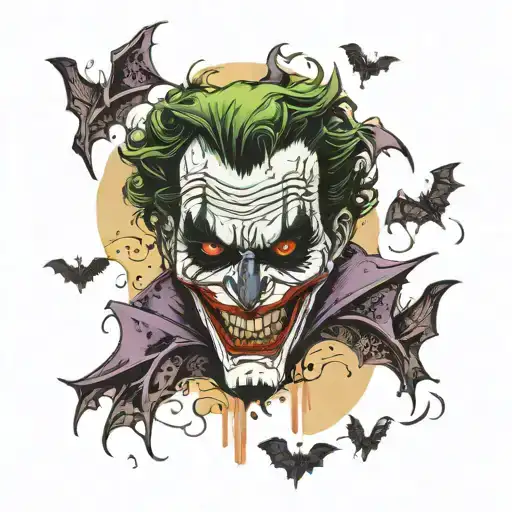 Joker Face Half Scattering Bats Flying