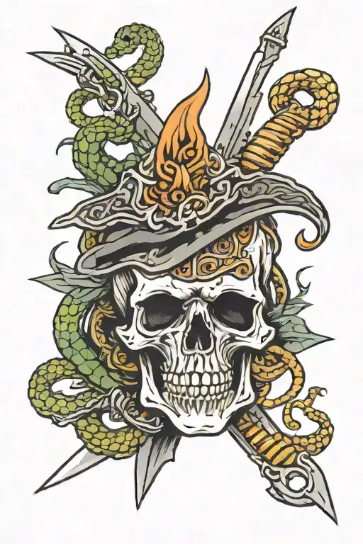 Skull Sword With Snakes