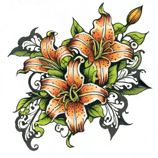 Arm Tiger Lily With Vines Wrapped