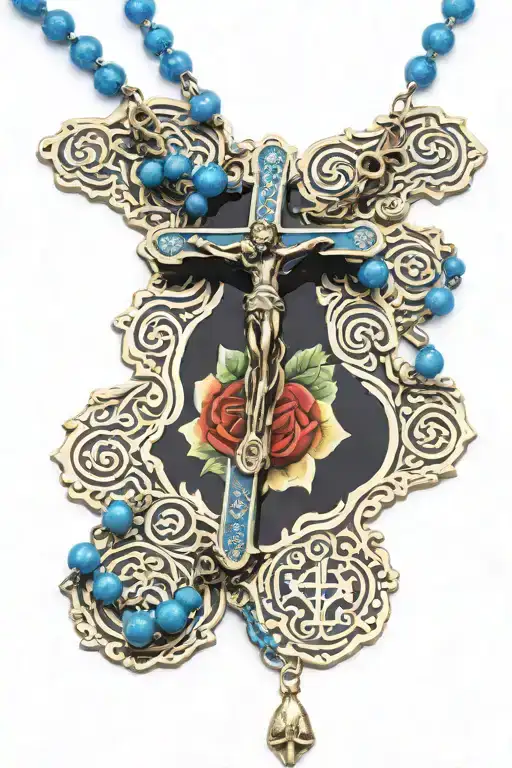 Catholic Rosary With Crucifix Blue