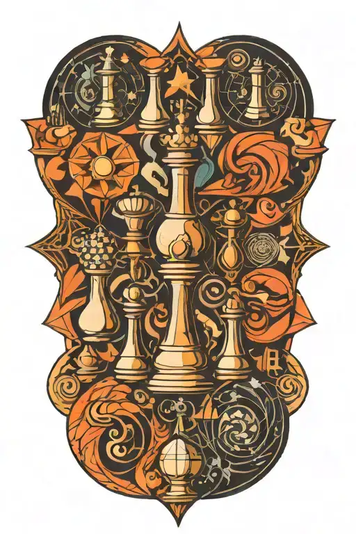 Chess Pieces Arranged In A Mesmerizing Geometric Pattern Representing The Cosmos