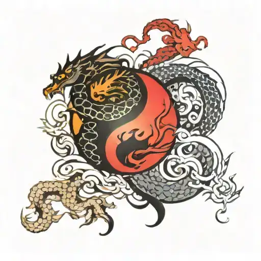 Dragon Yin Yang Symbol Made