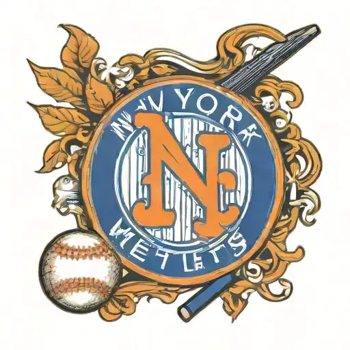 A New York Mets Logo Intertwined With Baseball Stitches