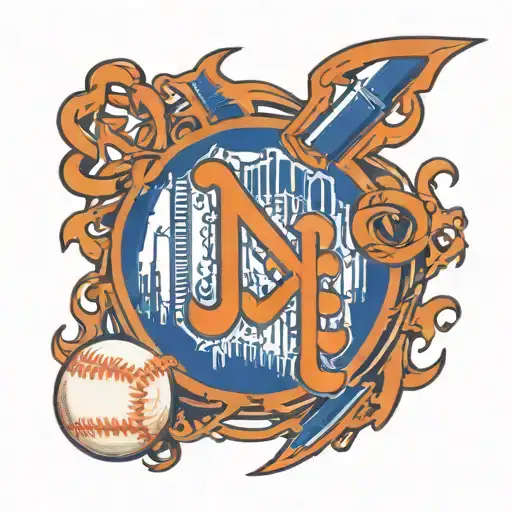 A New York Mets Logo Intertwined With Baseball Stitches