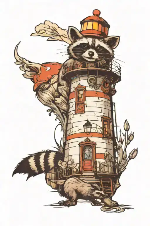 Racoon Lighthouse Standing Tall