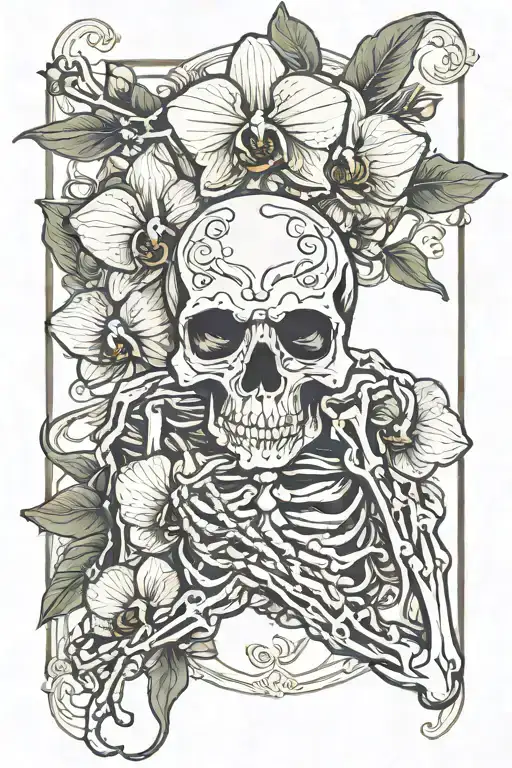 Skeleton Arm Holding Orchids
